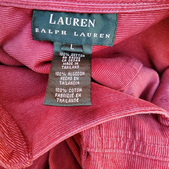 Lauren Ralph Lauren Corduroy Shacket Women's Shirt Size Large Burgundy - Picture 6 of 6